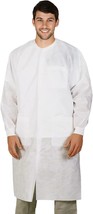 10 White Disposable Lab Coats 45 GSM Large /w Snaps Front, Knit Cuffs &amp; ... - £23.41 GBP