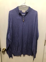 Peter Millar Crown Soft Cotton Silk 1/4 Zip Sweater Mens SZ XXL 2XL Purp... - $29.69