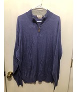 Peter Millar Crown Soft Cotton Silk 1/4 Zip Sweater Mens SZ XXL 2XL Purp... - $555.34 MXN
