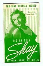 Dorothy Shay The Park Avenue Hillbilly Brochure Olympic Hotel Seattle  1950s - £27.66 GBP