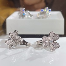 Pure 925 silver good quality fashion brand luxury jewelry Three-leaf flower lady - £57.77 GBP