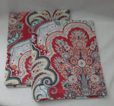 Pair of Pottery Barn King Size Red &amp; Blue Jordana Paisley Pillow Shams - $39.55