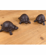 3 Turtle Hide A Key Box Hideaways Rustic Cast Iron Garden Decor Figure T... - $29.99