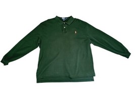 Polo Ralph Lauren Horse Green Long Sleeve Polo Shirt Mens Size XL 100% C... - £10.86 GBP