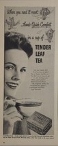 1946 Print Ad Tender Leaf Tea Balls Happy Lady Drinking a Cup of Tea - £14.08 GBP