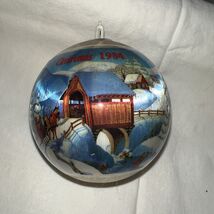Vintage 1984 Satin Merry Christmas Ornament Horse Drawn Sleigh Covered B... - $9.99