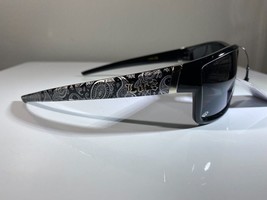 Men&#39;s sunglasses with black lenses and black and white bandana side arms - $9.50