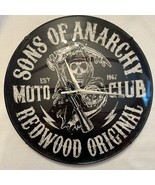 RARE SONS OF ANARCHY MOTORCYCLE CLUB WALL CLOCK, 12 INCH REDWOOD ORIGINA... - $31.55