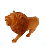 Wooden Llion Statue Art Hand Carved Rare Wild Animal Sculpture Figurine - $2,151.00 MXN