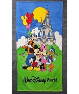 Vintage Walt Disney World Beach Towel Mickey Minnie Goofy Donald 60x30in  - $24.74