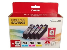 GENUINE CANON 280XL / 281 CMYK PGBK XL COMBO INK NEW SEALED - $37.36