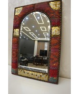 Vintage Handcrafted Arched Mirror Embroidered &amp; Metal Frame – Boho Ethni... - €204,95 EUR
