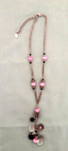Signed Ali Khan New York Women&#39;s Dangle Charm Necklace Jewelry Adj Length Chain - £15.22 GBP