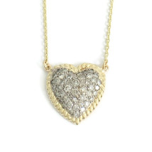 Authenticity Guarantee 
Two-Tone Pave Diamond Heart Pendant Necklace 14K Yell... - £717.15 GBP