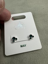 Disney Parks Mickey Mouse Faux Emerald  May Birthstone Earrings Silver Color image 4