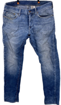 H&amp;M Denim Jeans Men&#39;s Size 33x32 Blue Slim Low Rise Medium Wash Button Fly - £13.37 GBP