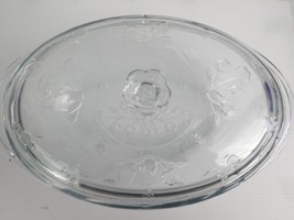 Vintage Anchor Hocking SAVANNAH Floral Glass Oval 2 Qt Casserole Dish with Lid - £19.97 GBP