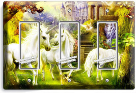 Magical Unicorn Triple Gfi Light Switch Plate Cover Whimsical Fantasy Room Decor - £14.51 GBP