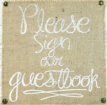 Rustic Western Wedding Sign 11&quot; x 11&quot; Please Sign Our Guestbook Plaque - £9.58 GBP