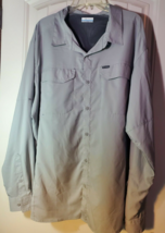 Columbia Men&#39;s Gray Omni-Shade Vented Long Sleeve Button Fishing Shirt 2... - £14.78 GBP