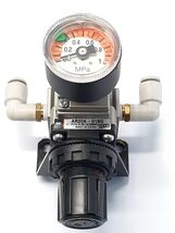 SMC AR20K-01BG Size 20 Pneumatic Regulator W/Gauge and Fittings  - $23.60