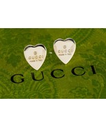 Gucci Sterling Silver Heart Stud Earrings with Butterfly Backs Original Box - $8,340.70 MXN