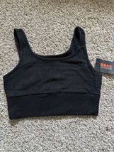 Bass Outdoor Women&#39;s Greenway Ribbed Sports Bra Black Size Medium Soft Pull Over - £9.52 GBP
