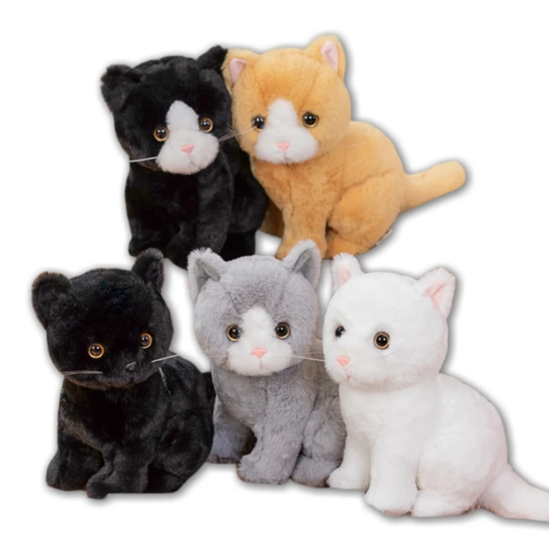 26cm Kawaii Simulation Garden Cat Plush Toy Orange Cat White Cat Grey Cat Black - £18.12 GBP