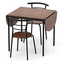 3 Pieces Dining Set with 2 Chairs and Modern Kitchen Table for Small Space-Brown - $4,324.31 MXN