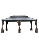 12&#39;x18&#39; Hardtop Metal Gazebo | Dual Roof, Drainage, Curtains &amp; Netting - $2,968.26 CAD