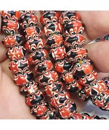 Collana di perle di vetro di ispirazione veneziana 10 mm rosse multicolo... - $769.44 MXN
