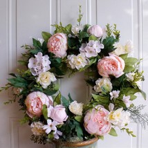 Artificial Flower Light Pink Peony Wreath Ated For Hallowee Wedding Part... - $2,268.11 MXN