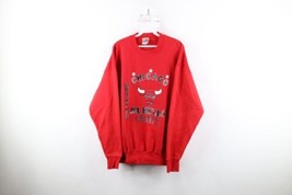 Vtg 90s Mens XL Spell Out Chicago Bulls Basketball World Champs Sweatshirt USA - £56.80 GBP