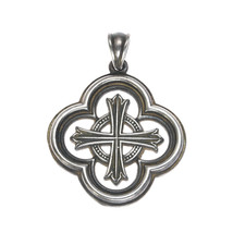 large Retired James Avery complex cross Pendant in sterling - £247.66 GBP