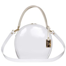 AURA Italian Made White Genuine Leather Medium Round Tote Handbag - £287.90 GBP
