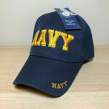 Official US Navy Licensed NAVY in Gold Embroidered letters Navy Blue hat cap - £20.05 GBP