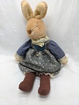 Vintage Handmade Bunny Rabbit Floral Country Dress Plush Doll 18&quot; - £33.51 GBP