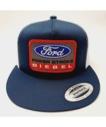 Ford Diesel Flat Bill Trucker Cap Embroidered Patch Mesh Snapback Blue &amp;... - £22.20 GBP