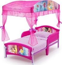 Toddler Canopy Bed Princess Plastic Pink Girls Children Disney Side Rails Little - $128.42
