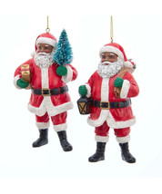 Kurt Adler Set Of 2 African American Santa Claus Christmas Ornaments E0509 - £20.30 GBP