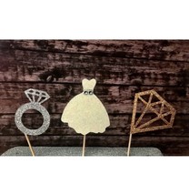 Wedding dress cupcake topper,  diamond cupcake toppers, bridal cupcake t... - $8.42