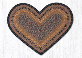 Earth Rugs C-99 Brown Black Charcoal Heart Braided Rug 20&quot; x 30&quot; - £31.64 GBP