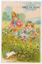 Victorian Trade Card Girls Flower Field 1879 Osbornes Mammoth Shoe Emporium - $3.47