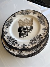(6) Royal Stafford Halloween King Crown Skull Dinner Plates 11” ~ New ~ - $79.99