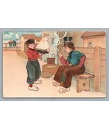 Vintage 1906 Postcard Dutch Boat Boy and Pipe Man - €3,19 EUR