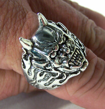 HORNED DEVIL HEAD RING heavy metal biker rings BR229 bikers fashion jewelry - $7.59