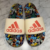 EUC Adidas Women Adilette Comfort Slides Cream Floral Multicolor Size US 8 - $22.99