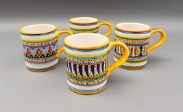 Franco Mari Signed Deruta Italy Hand Painted Pottery Coffee Cup Mug Set ... - £314.53 GBP