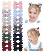 24PCS 2&#39;&#39; Baby Hair Bows Clips Fully Lined Solid Ribbon Mini Clip Bows f... - $10.55