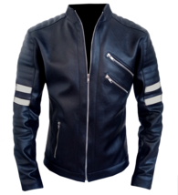 Men&#39;s Leather Jacket Faux Handmade Model Ivory line - $299.00